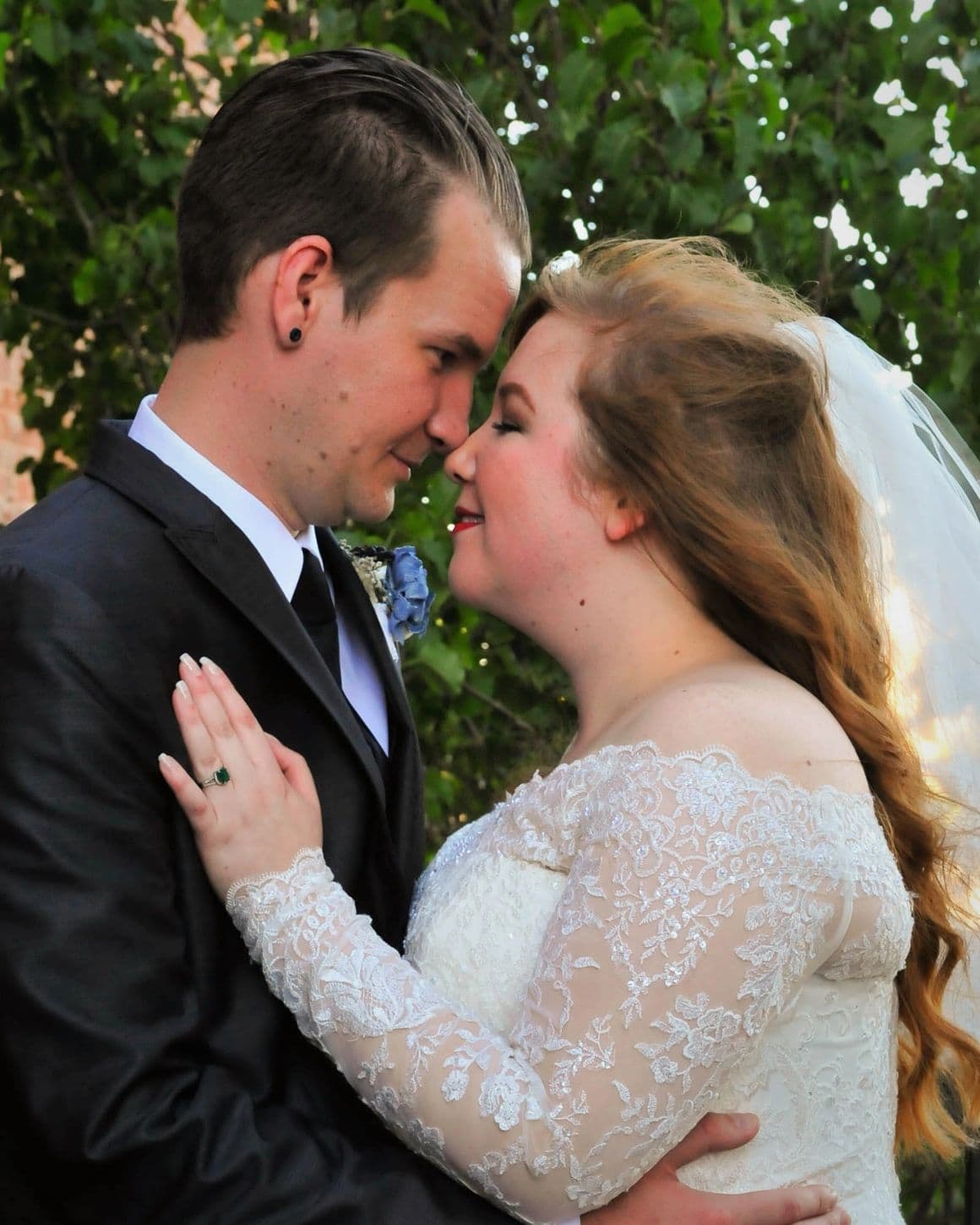 Bride and groom sharing a quiet moment